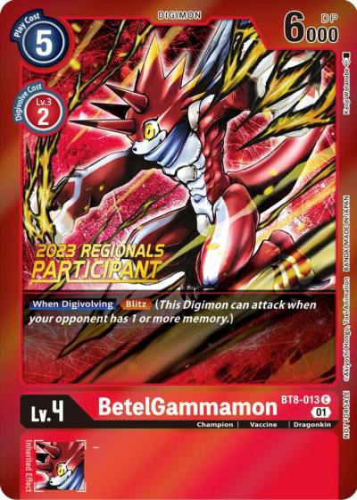BetelGammamon 2023 Regionals Participant BT8-013 C New Awakening Digimon card