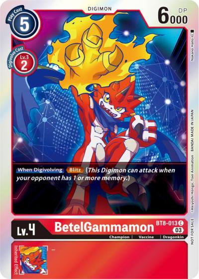 BetelGammamon Official Tournament Pack Vol11 BT8-013 C New Awakening Digimon card
