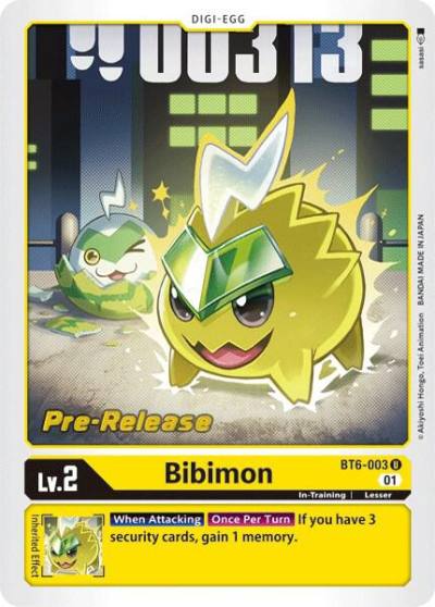 Bibimon BT6-003 U Double Diamond Pre-Release Cards Digimon card