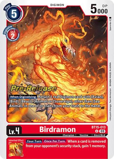 Birdramon BT15-013 U Exceed Apocalypse Pre-Release Cards Digimon card