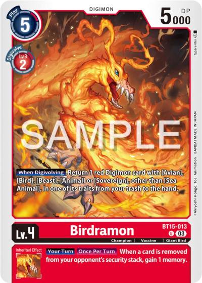 Birdramon BT15-013 U Exceed Apocalypse Digimon card