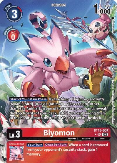 Biyomon Alternate Art BT15-007 SR Exceed Apocalypse Digimon card