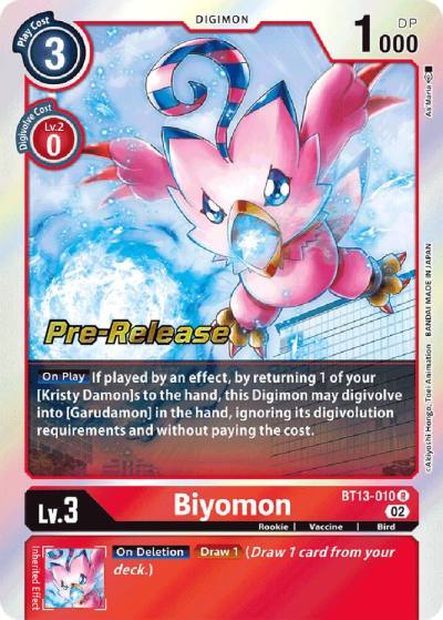 Biyomon BT13-010 R Versus Royal Knights Pre-Release Cards Digimon card