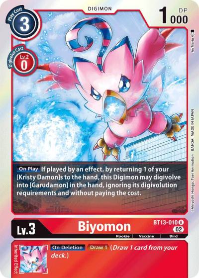 Biyomon BT13-010 R Versus Royal Knights Digimon card
