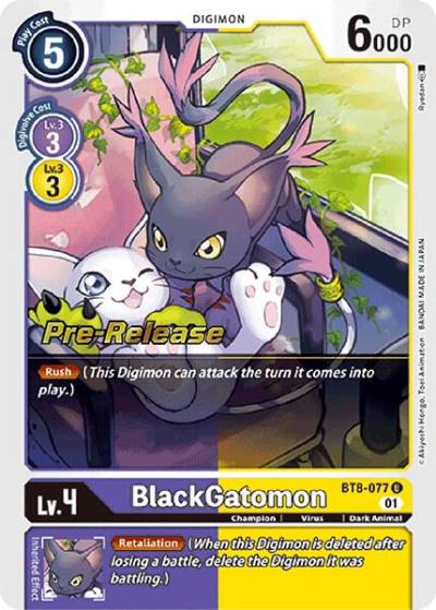 BlackGatomon BT8-077 U New Awakening Pre-Release Cards Digimon card