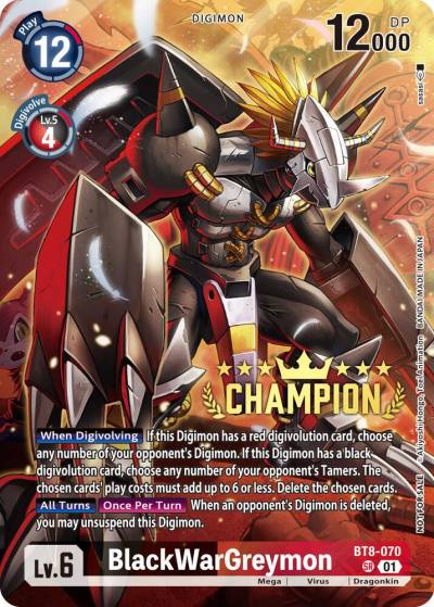 BlackWarGreymon Digimon 3 On 3 Champion BT8-070 SR New Awakening Digimon card