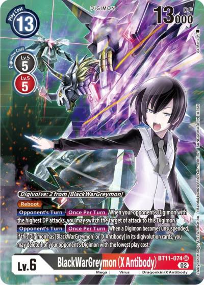 BlackWarGreymon X Antibody Alternate Art BT11-074 SR Dimensional Phase Digimon card