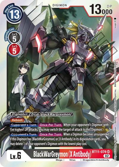 BlackWarGreymon X Antibody BT11-074 SR Dimensional Phase Digimon card