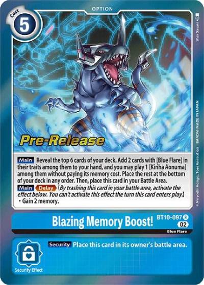 Blazing Memory Boost BT10-097 R Xros Encounter Pre-Release Cards Digimon card