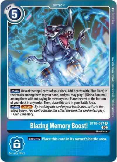 Blazing Memory Boost BT10-097 R Xros Encounter Digimon card