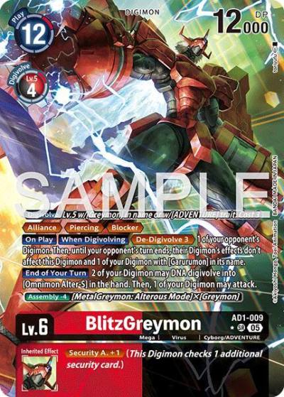 BlitzGreymon Alternate Art AD1-009 SR Advanced Booster Digimon Generation Digimon card