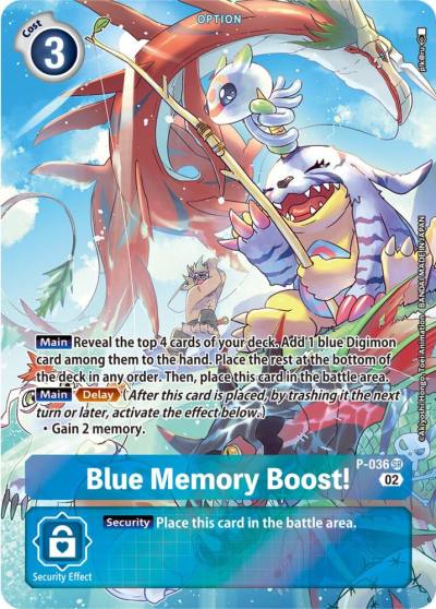 Blue Memory Boost Digimon Adventure Box 2 P-036 SR Digimon Promotion Cards Digimon card