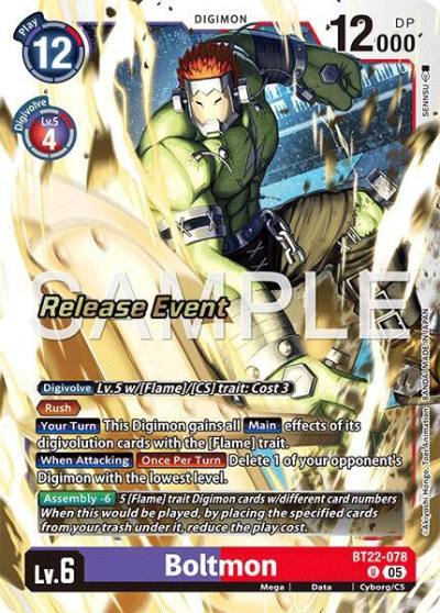 Boltmon BT22-078 U Cyber Eden Release Event Cards Digimon card