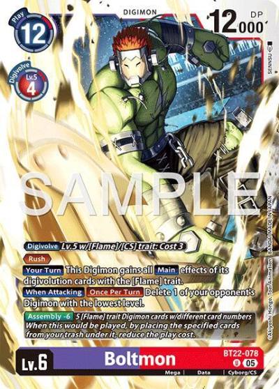 Boltmon BT22-078 U Cyber Eden Digimon card