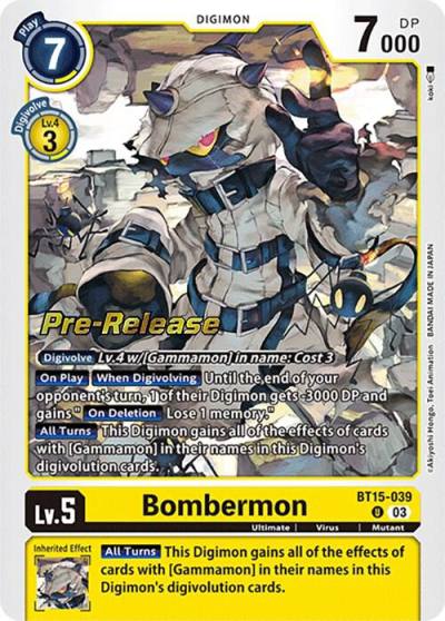 Bombermon BT15-039 U Exceed Apocalypse Pre-Release Cards Digimon card