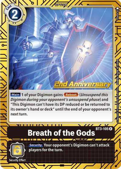 Breath of the Gods 2nd Anniversary Card Set BT3-105 R Release Special Booster 1.0 Digimon card