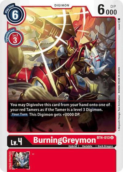 BurningGreymon BT4-013 U Great Legend Digimon card