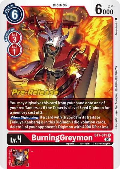 BurningGreymon BT7-011 U Next Adventure Pre-Release Cards Digimon card