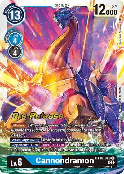 Cannondramon BT10-028 U Xros Encounter Pre-Release Cards Digimon card