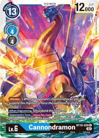 Cannondramon BT10-028 U Xros Encounter Digimon card