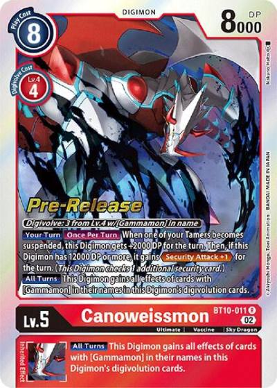 Canoweissmon BT10-011 R Xros Encounter Pre-Release Cards Digimon card