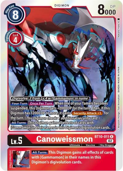Canoweissmon BT10-011 R Xros Encounter Digimon card