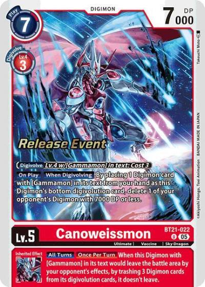 Canoweissmon BT21-022 U World Convergence Release Event Cards Digimon card