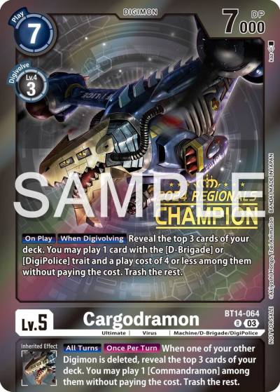 Cargodramon 2024 Regionals Champion BT14-064 R Blast Ace Digimon card