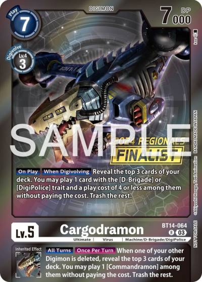Cargodramon 2024 Regionals Finalist BT14-064 R Blast Ace Digimon card