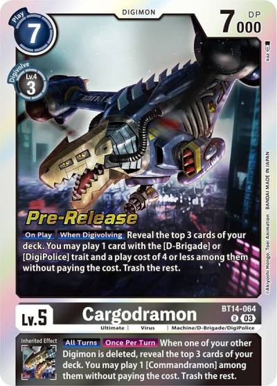 Cargodramon BT14-064 R Blast Ace Pre-Release Cards Digimon card