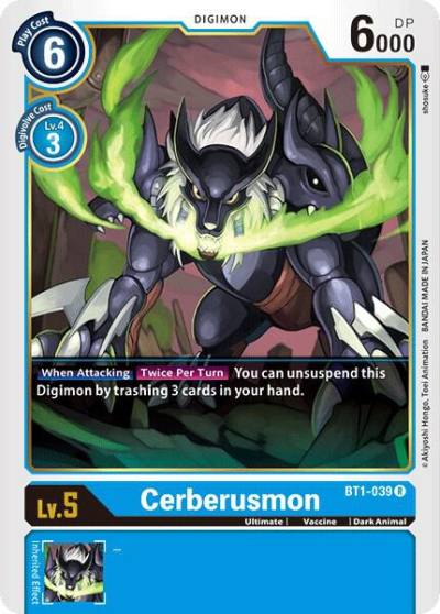 Cerberusmon BT1-039 R Release Special Booster 1.0 Digimon card