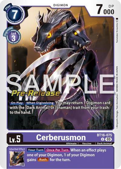 Cerberusmon BT16-075 U Beginning Observer Pre-Release Cards Digimon card