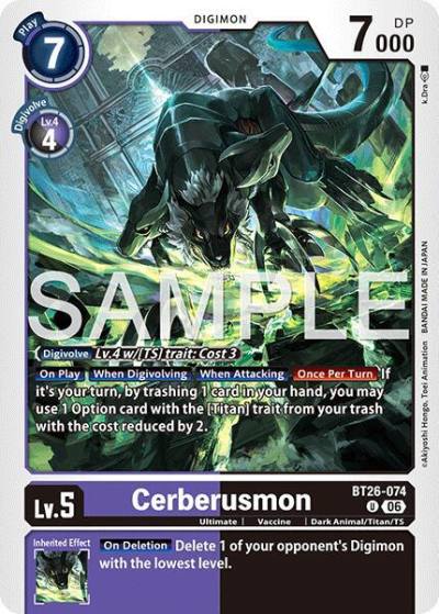 Cerberusmon BT26-074 U Timeless Bonds Digimon card