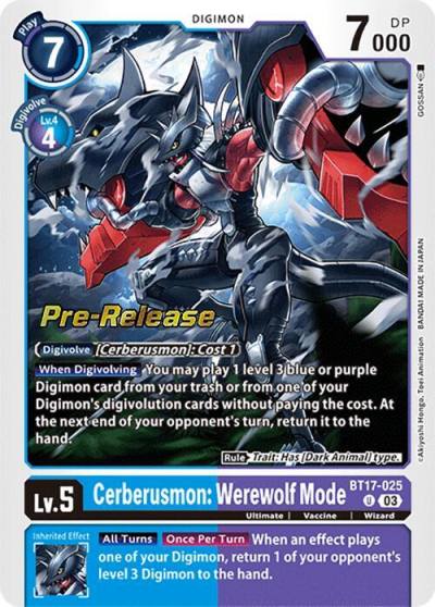 Cerberusmon Werewolf Mode BT17-025 U Secret Crisis Pre-Release Cards Digimon card