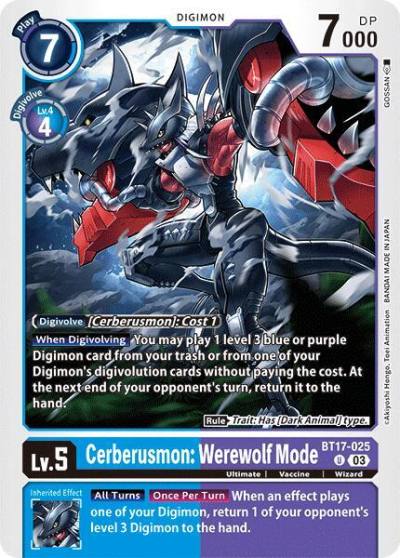 Cerberusmon Werewolf Mode BT17-025 U Secret Crisis Digimon card