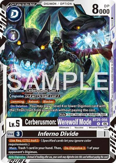 Cerberusmon: Werewolf Mode // Inferno Divide BT26-056 R Timeless Bonds Digimon card