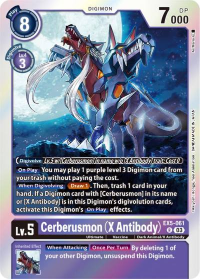 Cerberusmon X Antibody EX5-061 R Animal Colosseum Digimon card