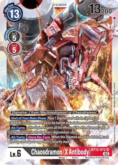 Chaosdramon X Antibody BT12-072 SR Across Time Digimon card