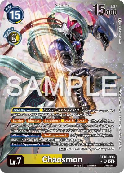 Chaosmon Alternate Art BT16-036 SR Beginning Observer Digimon card