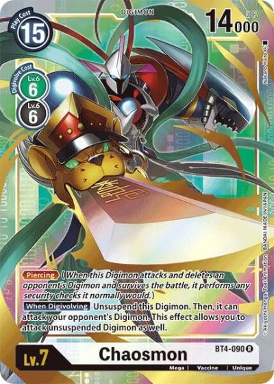 Chaosmon Alternate Art BT4-090 R Great Legend Digimon card