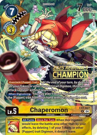 Chaperomon 2025 Regionals Champion EX7-027 R Digimon LIBERATOR Digimon card