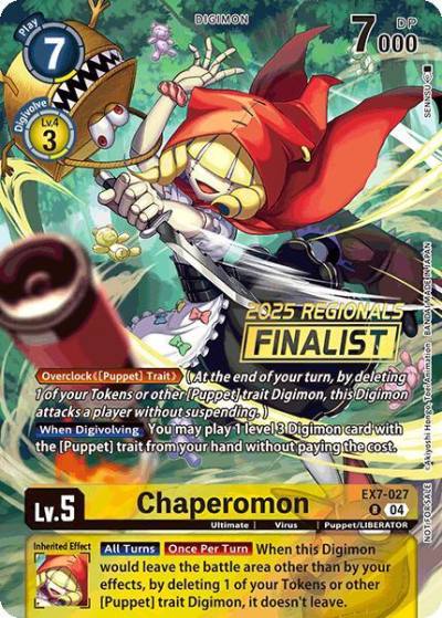 Chaperomon 2025 Regionals Finalist EX7-027 R Digimon LIBERATOR Digimon card