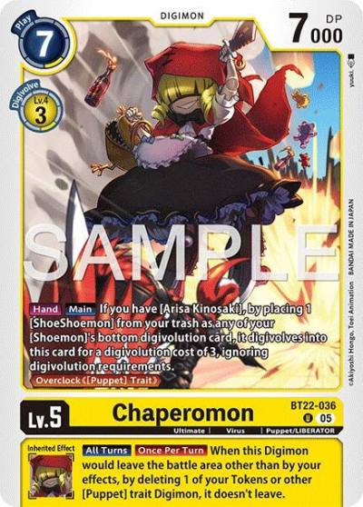 Chaperomon BT22-036 U Cyber Eden Digimon card