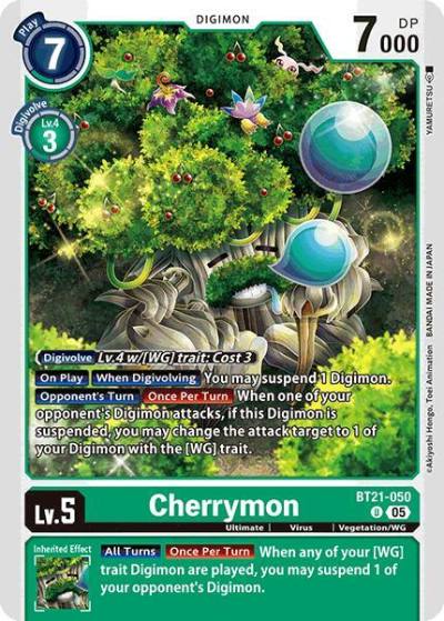 Cherrymon BT21-050 U World Convergence Digimon card
