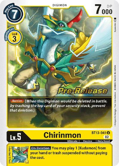 Chirinmon BT13-041 U Versus Royal Knights Pre-Release Cards Digimon card