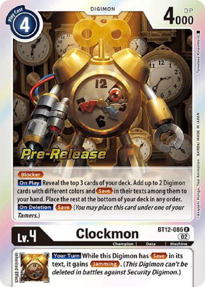 Clockmon BT12-086 R Across Time Pre-Release Cards Digimon card
