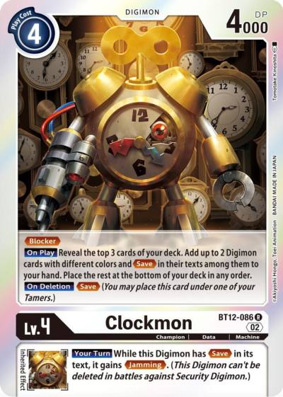 Clockmon BT12-086 R Across Time Digimon card