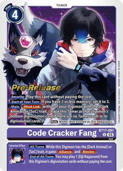 Code Cracker Fang BT17-091 U Secret Crisis Pre-Release Cards Digimon card