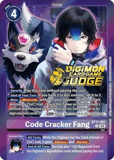 Code Cracker Fang Judge Pack 6 BT17-091 U Secret Crisis Digimon card
