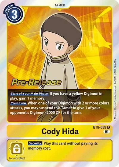 Cody Hida BT8-089 R New Awakening Pre-Release Cards Digimon card